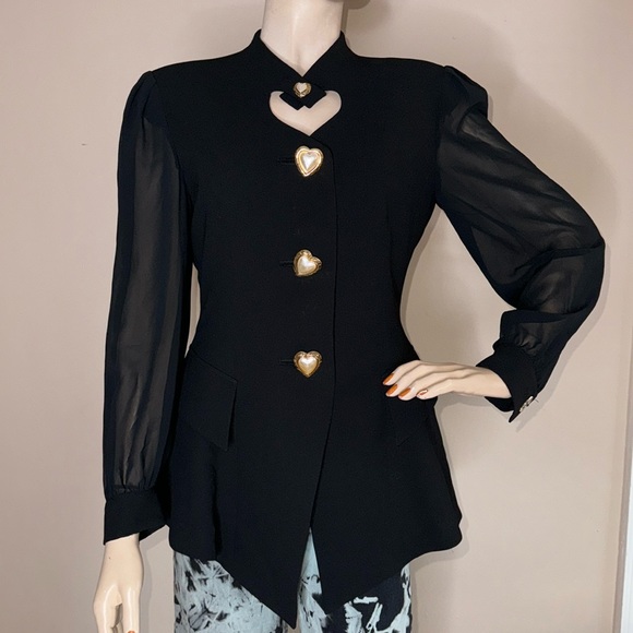 PREBOIS Jackets & Blazers - Heart Design Black Black Blazer